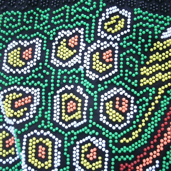 Vintage Beaded Peacock Jerusalem Drawstring Tote Bag - Picture 14 of 16